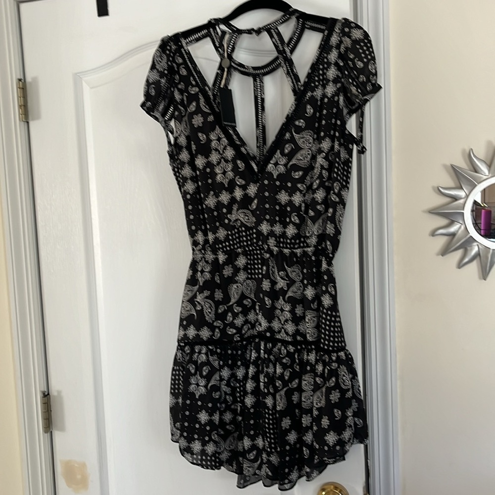 VERONICA WEBB LADIES BLACK WHITE NYLA PRINT DRESS-M - Picture 7 of 9